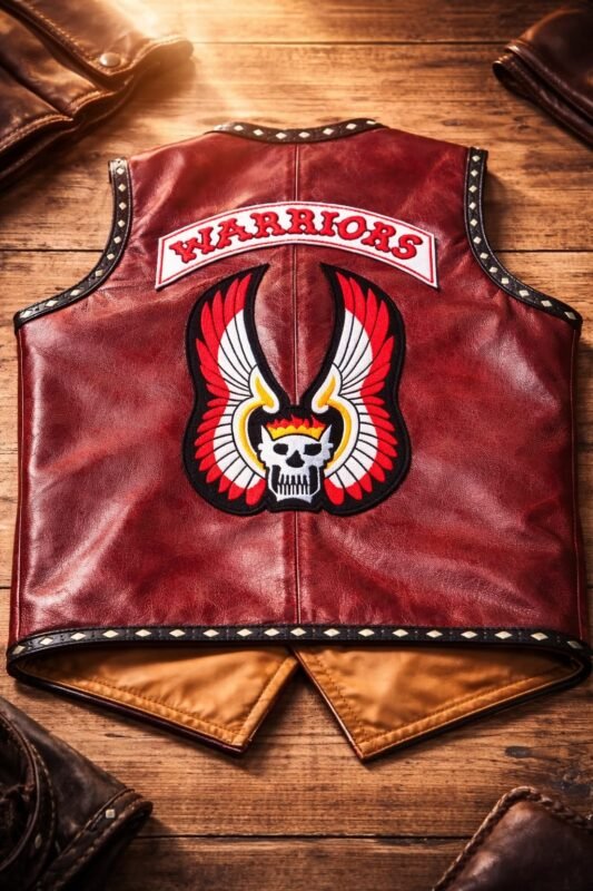 Maroon Warrior Leather vest for men